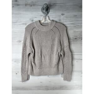 Express Sweater Womens XS Beige Chunky Knit Cotton Crewneck Pullover Long Sleeve